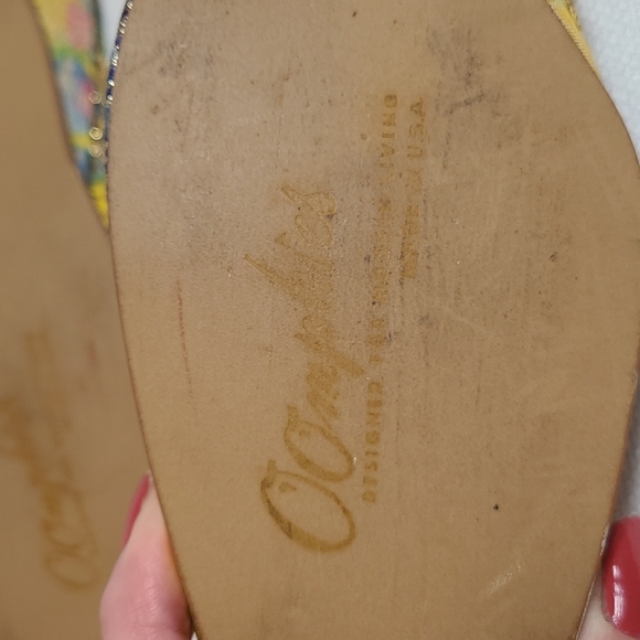 Vintage 1960's Oophies brocade slippers * gold multicolor * 7.5 N - Picture 9 of 11